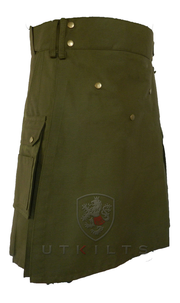 Ultimate Olive Green Utility Kilt with Comfort Waist