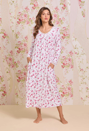 Holiday Floral Dreamy Sweater Knit Long Nightgown