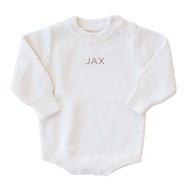 Personalized Knit Sweater Bubble Romper | Solid