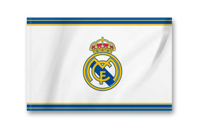 Real Madrid Crest Flag Small - White/Blue