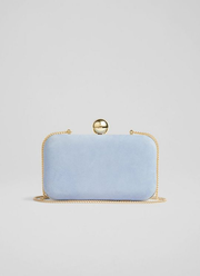 Iside Pale Blue Suede Box Clutch