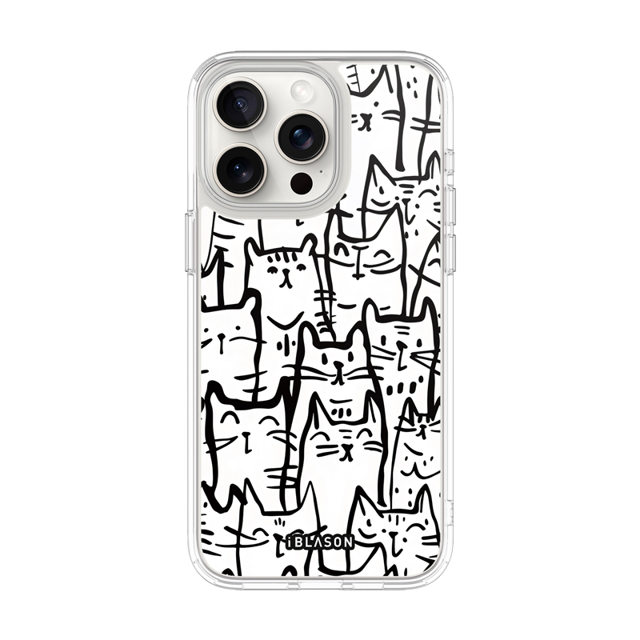 iPhone 16 Pro Halo MagSafe Cute Phone Case - White Cat