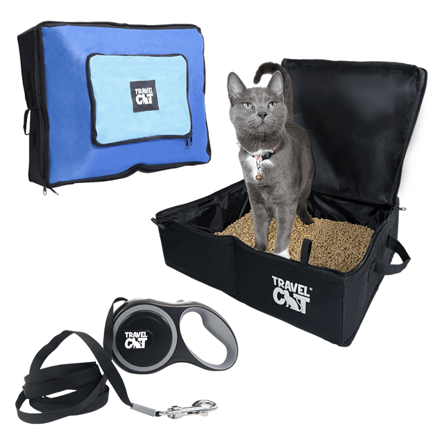"The Gotta Go" Travel Litter Box and Retractable Cat Leash Set