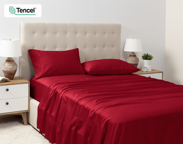 Eucalyptus Luxe Sheet Set - Rhumba Red