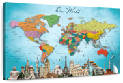 Personalized Landmarks X Push Pin World Map