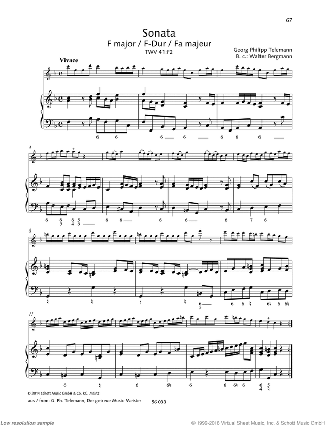 Telemann: Recorder Sonata in F major, TWV 41:F2 sheet music