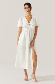 Citrine Linen Bow Front Midi Dress