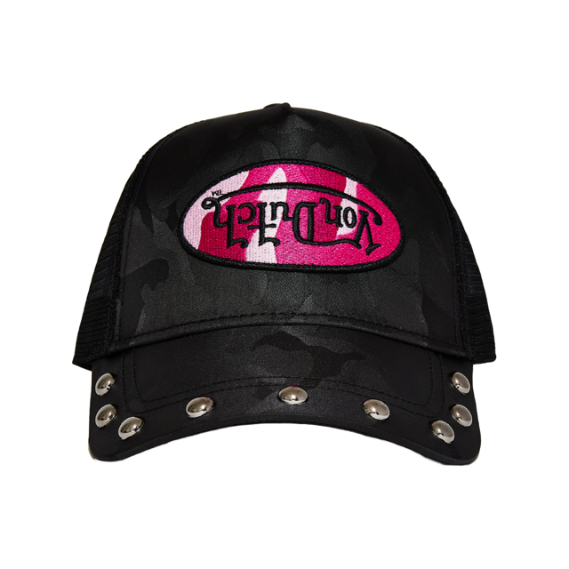 415 Black & Pink Studded Trucker Hat