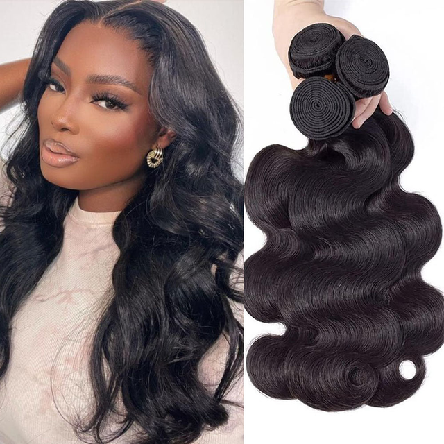 Megalook 3Bundles Body Wave Hair 10A Brazilian Human Hair Bundles Natural Hair Extensions