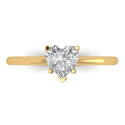 1 ct Brilliant Heart Cut Genuine Cultured Diamond Stone Clarity SI1-2 Color I-J Yellow Gold Solitaire Ring