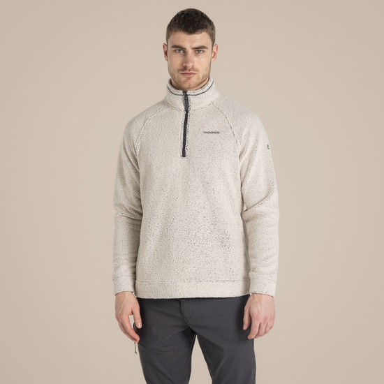 Herren Karlton Fleece mit halbem Reißverschluss Ecru