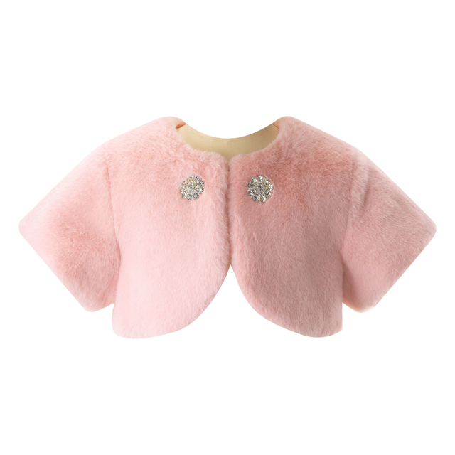 Diamanté Faux Fur Bolero, Pink