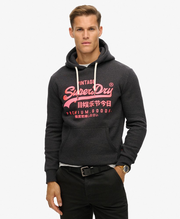 Neon Vintage Logo Graphic Hoodie | Raven Black Marle