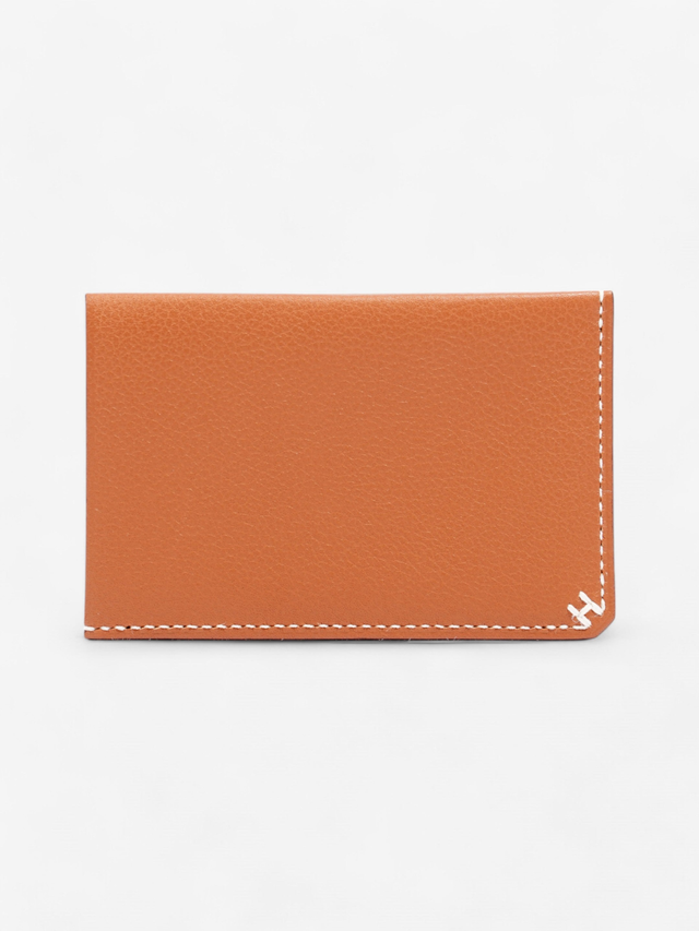 Hermes H Sellier Card Holder Tan Leather