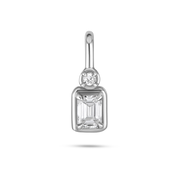 Silver Lab-Created Emerald Diamond Bonbon Charm