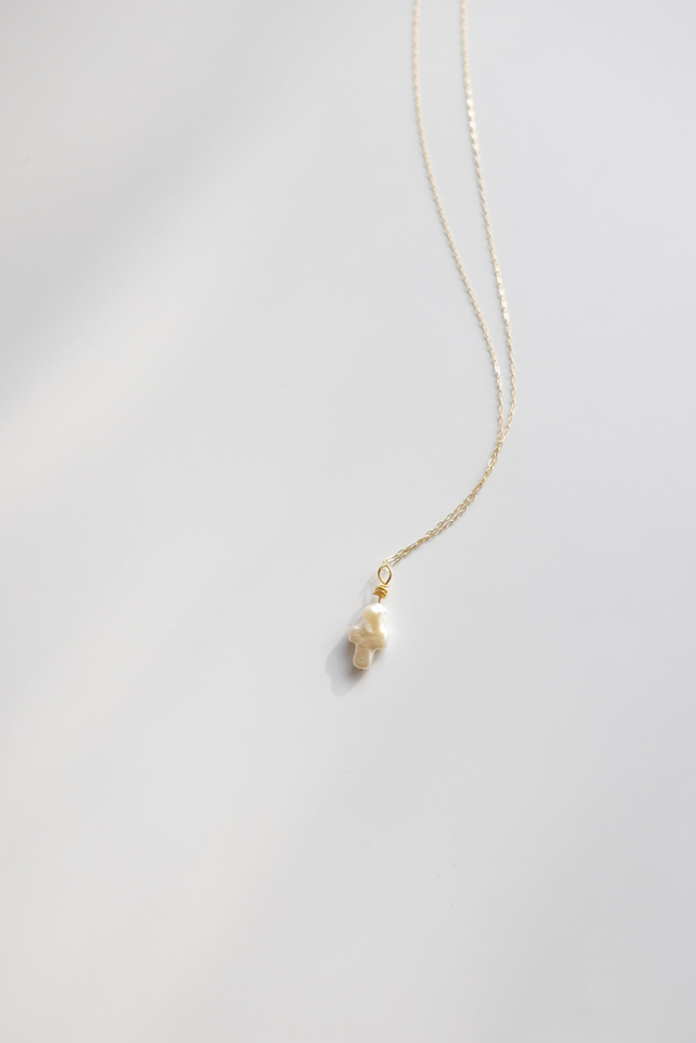 Chain + Pearl Cross Pendant