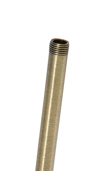 Steel Fixture Stem Lamp Pipe, Both Ends Threaded 1/8 IP, Antique Brass Finish - Choice of Length (22249A)