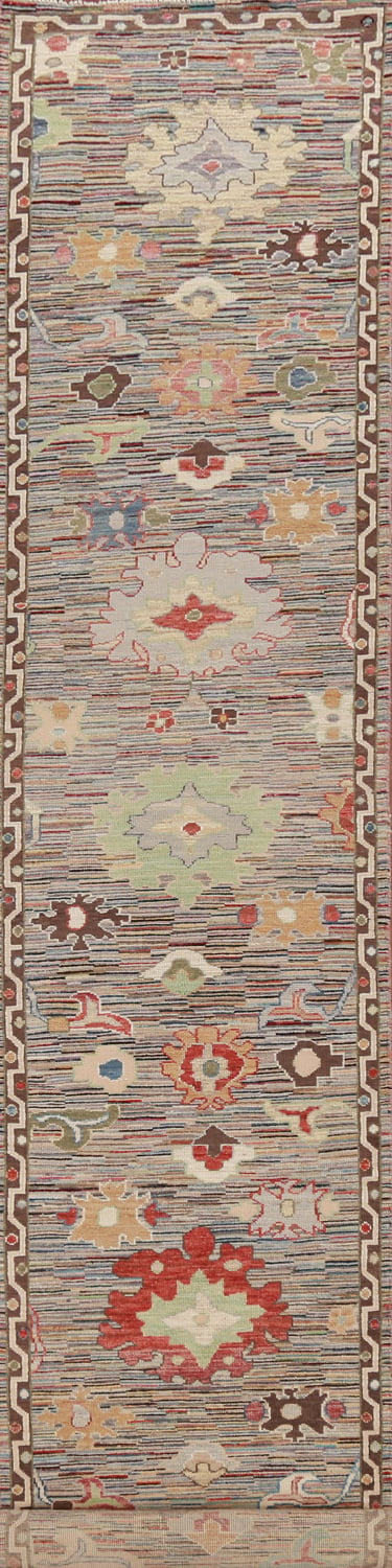 Vegetable Dye Oushak Turkish Runner Rug 2x19