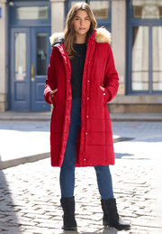 Plus Size Knee Length Puffer Coat