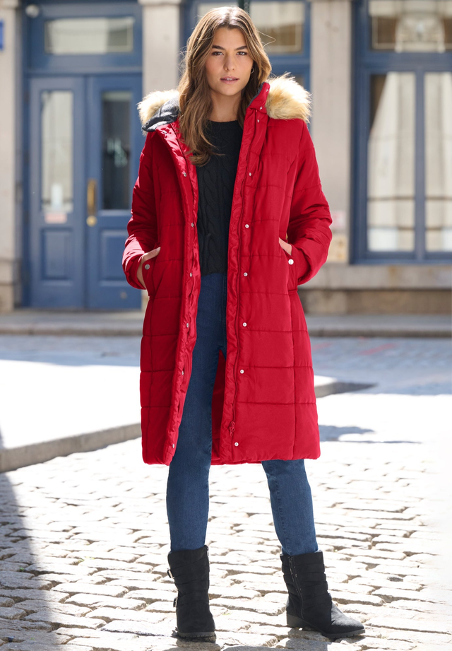 Plus Size Knee Length Puffer Coat