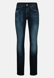 Slim Ash Men's Jeans, Contrast Whiskered Indigo - BM26024