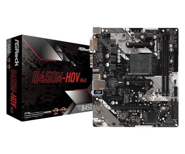 Asrock AMD B450M-HDV R4.0 Micro ATX DDR4 Motherboard