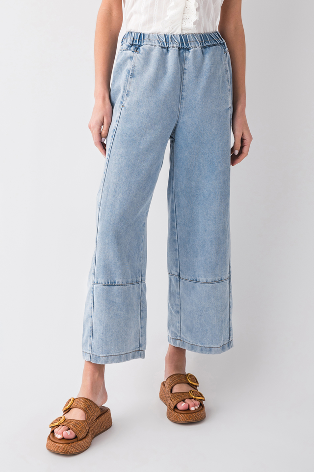 Miss Love Super Soft Tencel Barrel Denim Look Pants