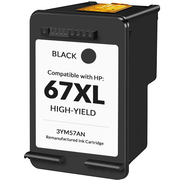 HP 67XL Black Ink Cartridge, High Yield, Remanufactured (3YM57AN)
