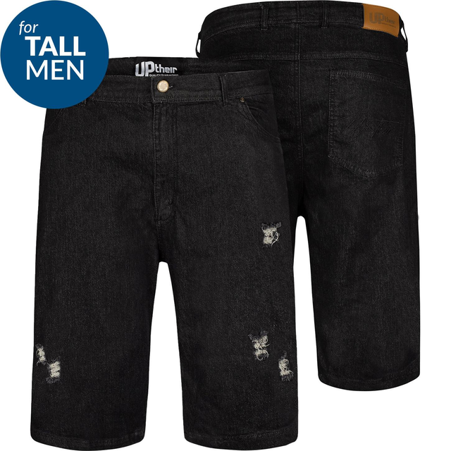 Uptheir Bucky TALL Distressed Classic Denim Shorts - Black