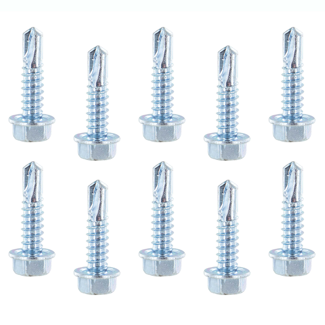 #14 x 1" Hex Screw w/ Self Drilling Tip (10 pack)