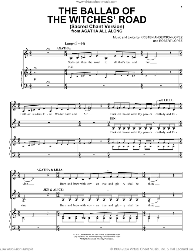The Ballad Of The Witches' Road (Sacred Chant Version) (from Agatha All Along) sheet music for voice and piano