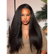 Glueless Ready To Go Wigs - Yaki Straight 4*7 Pre-cut Lace Closure Wig Human Hair