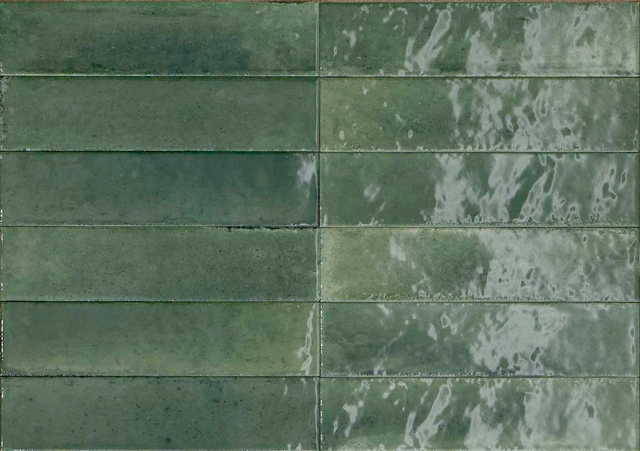 Magnolia Distressed Subway Tile Green 2.5x9.5