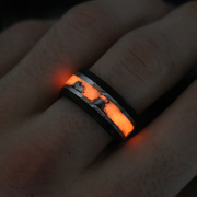 Solar Eclipse Glowstone Ring | Tungsten and Meteorite