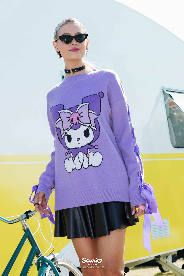 Kuromi Oversized Knit Bow Sweater