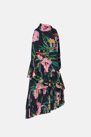 Night Gum Printed Frill Halter Mini Dress