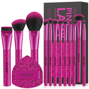 Pink Leopard 12-piece Makeup Brush Set with 1 Powder Puff