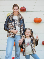 Mommy & Me Black Animal Print Coat