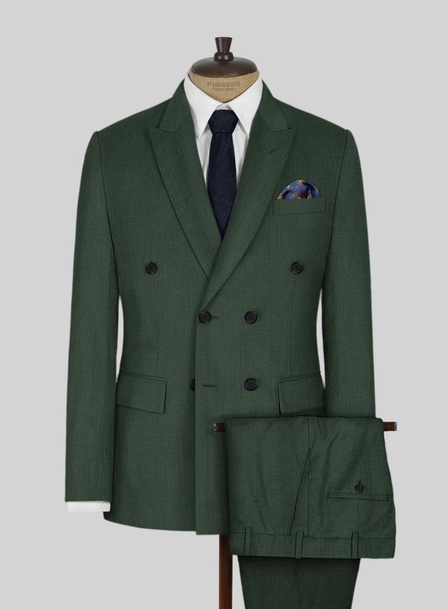 Napolean Green Wool Double Breasted Suit