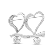 Estate Jewelry Vintage Journey Of Two Hearts Brooch In Sterling Silver