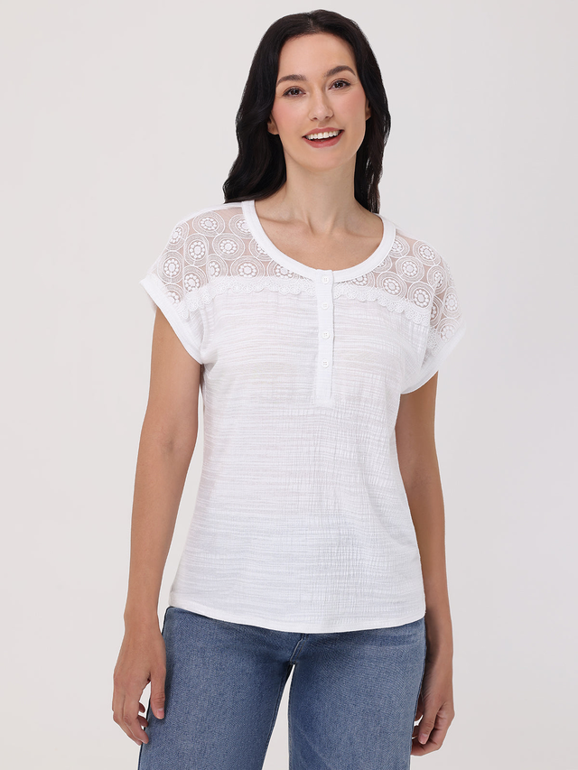 Lace Inset Dolman Sleeve Top