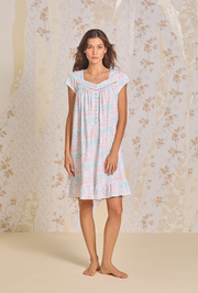 Radiant Floral Cotton Knit Short Gown