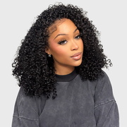 [3 IN 1 HALF WIG] GLUELESS Invisible Half Wig Raw Burmese Curly Wear & Go Drawstring Band Seamless Clip Ins Human Hair Wigs