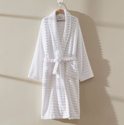 Monaco Plush Ribbed Cotton Robe - White