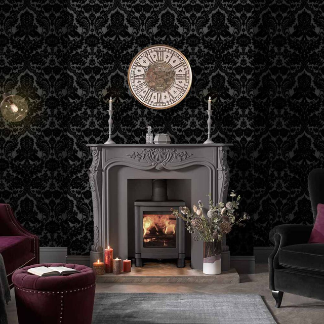 Gothic Damask Noir Wallpaper | Black Wallpaper | Graham & Brown