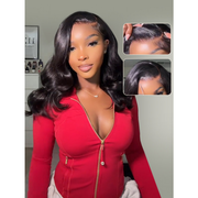 Side Part Body Wave Layer Cut Wig 6x8 LY Transparent Lace Front Pre Bleached Single Knots Wigs