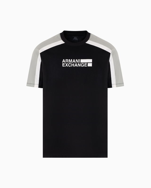 Short-sleeved sweatshirt with contrasting stripes