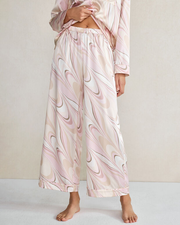 Washable Silk Marbled Wide Leg Pajama Pants