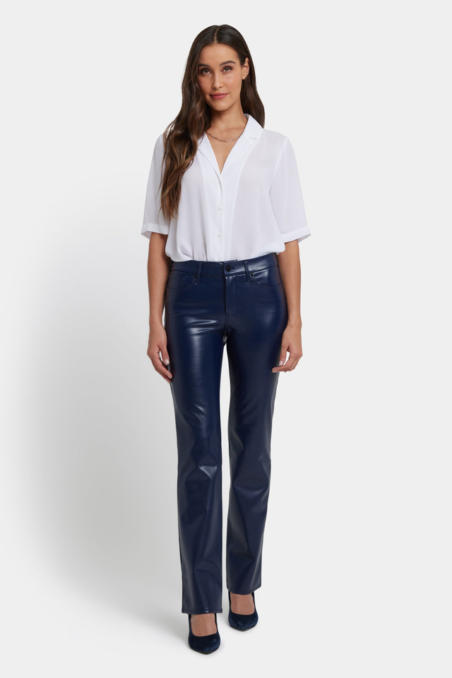 Faux Leather Marilyn Straight Pants - Dark Sapphire