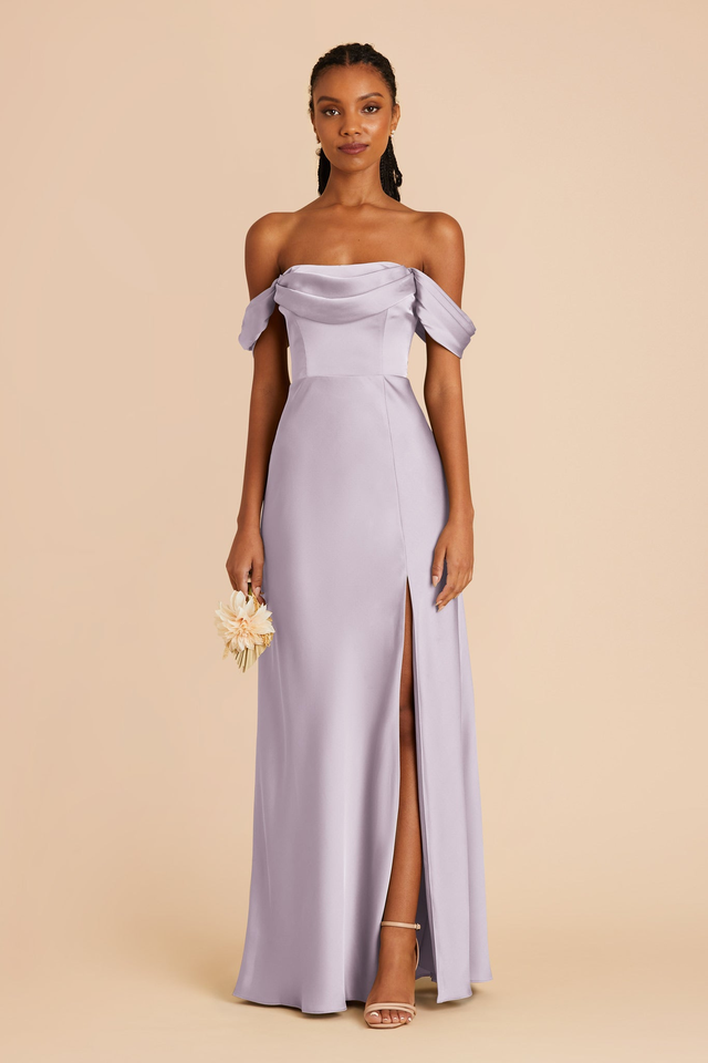 Veronica Matte Satin Dress - Dusty Lilac